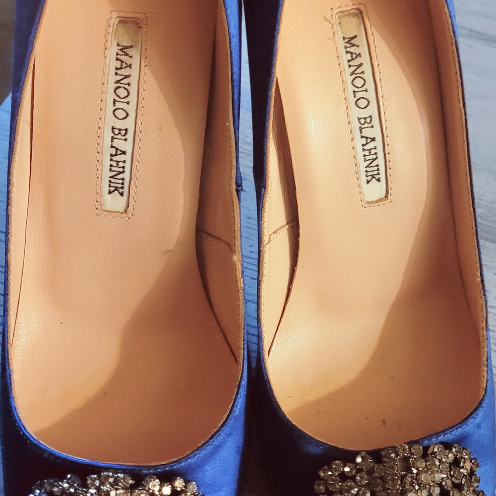 Manolo Blahnik Blue Embellished Women's Shoes